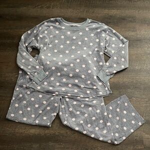 Kate Spade Gray and Pink Polka Dot Pajama Set Size Large